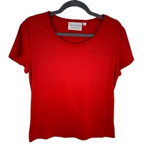 Diane Von Furstenberg For Camicetta Red Short Sleeve Knit T-Shirt Size L